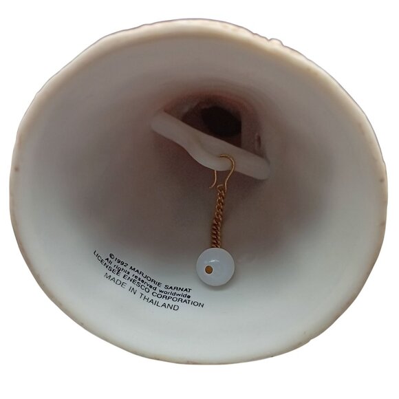 1991 Marjorie Sarnat Christmas Bell Figurine with Holiday Dress & Pudding - Picture 4 of 4